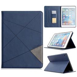 Binfen Color Prismatic Slim Magnetic Sucking Stitching Wallet Flip Cover for iPad Air 2 iPad6 - Blue