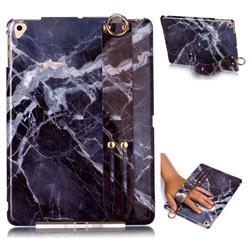 Gray Stone Marble Clear Bumper Glossy Rubber Silicone Wrist Band Tablet Stand Holder Cover for iPad 9.7 2017 9.7 inch