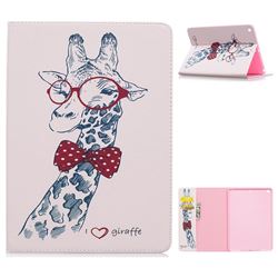 Glasses Giraffe Folio Stand Leather Wallet Case for iPad 9.7 2017 9.7 inch