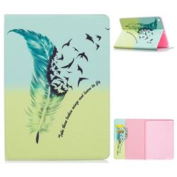 Feather Bird Folio Stand Leather Wallet Case for iPad 9.7 2017 9.7 inch