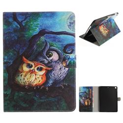 Oil Painting Owl Painting Tablet Leather Wallet Flip Cover for iPad 9.7 2017 9.7 inch