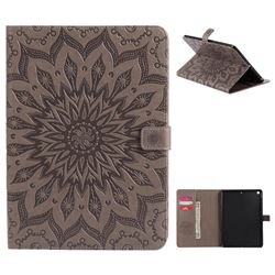 Embossing Sunflower Leather Flip Cover for iPad 9.7 2017 9.7 inch - Gray