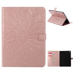 Embossing Sunflower Leather Flip Cover for iPad 9.7 2017 9.7 inch - Rose Gold