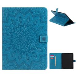 Embossing Sunflower Leather Flip Cover for iPad 9.7 2017 9.7 inch - Blue
