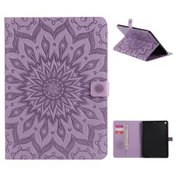 Embossing Sunflower Leather Flip Cover for iPad 9.7 2017 9.7 inch - Purple
