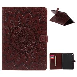 Embossing Sunflower Leather Flip Cover for iPad 9.7 2017 9.7 inch - Brown