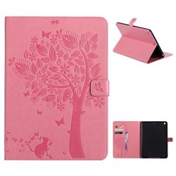 Embossing Butterfly Tree Leather Flip Cover for iPad 9.7 2017 9.7 inch - Pink