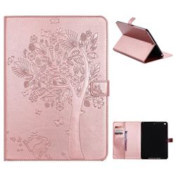 Embossing Butterfly Tree Leather Flip Cover for iPad 9.7 2017 9.7 inch - Rose Gold