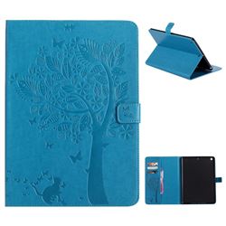 Embossing Butterfly Tree Leather Flip Cover for iPad 9.7 2017 9.7 inch - Blue