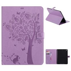 Embossing Butterfly Tree Leather Flip Cover for iPad 9.7 2017 9.7 inch - Purple