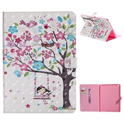 Flower Tree Swing Girl 3D Painted Tablet Leather Wallet Case for iPad 9.7 2017 9.7 inch