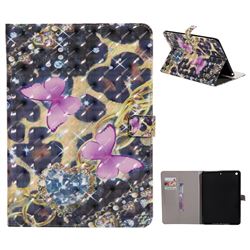 Violet Butterfly 3D Painted Tablet Leather Wallet Case for iPad 9.7 2017 9.7 inch