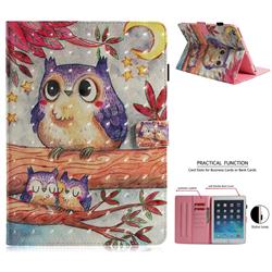 Purple Owl 3D Painted Leather Wallet Tablet Case for iPad 9.7 2017 9.7 inch