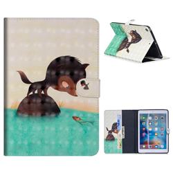 Fox Catching Fish 3D Painted Leather Tablet Wallet Case for iPad 9.7 2017 9.7 inch