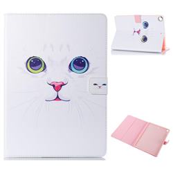 White Cat Folio Stand Leather Wallet Case for iPad 9.7 2017 9.7 inch