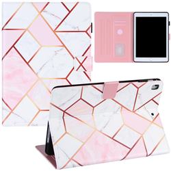 Pink White Stitching Color Marble Leather Flip Cover for Apple iPad 9.7 2017 9.7 inch