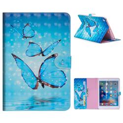 Blue Sea Butterflies 3D Painted Leather Tablet Wallet Case for Apple iPad 9.7 (2018)