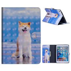 Smiley Shiba Inu 3D Painted Leather Tablet Wallet Case for Apple iPad 9.7 (2018)