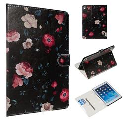 Black Flower Smooth Leather Tablet Wallet Case for Apple iPad 9.7 (2018)
