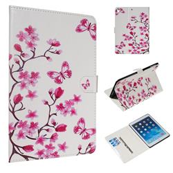 Rose Butterfly Flower Smooth Leather Tablet Wallet Case for Apple iPad 9.7 (2018)