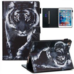 Black and White Tiger Matte Leather Wallet Tablet Case for Apple iPad 9.7 (2018)