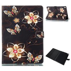 Golden Flower Butterfly Folio Stand Leather Wallet Case for iPad Air (3rd Gen) 10.5 2019