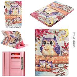 Purple Owl 3D Painted Leather Wallet Tablet Case for iPad Air (3rd Gen) 10.5 2019