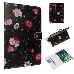 Black Flower Smooth Leather Tablet Wallet Case for iPad Air (3rd Gen) 10.5 2019