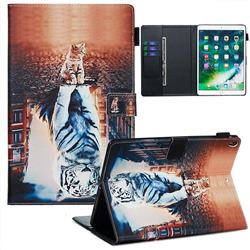 Cat and Tiger Matte Leather Wallet Tablet Case for iPad Air (3rd Gen) 10.5 2019