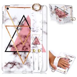 Inverted Triangle Powder Marble Clear Bumper Glossy Rubber Silicone Wrist Band Tablet Stand Holder Cover for iPad Mini 1 2 3