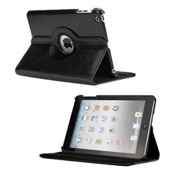 Black 360 Degree Rotating Folio PU Leather Stand Case for iPad Mini / iPad Mini 2 / iPad Mini 3