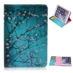 Blue Plum flower Folio Stand Leather Wallet Case for iPad Mini / iPad Mini 2 / iPad Mini 3