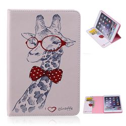 Glasses Giraffe Folio Stand Leather Wallet Case for iPad Mini / iPad Mini 2 / iPad Mini 3