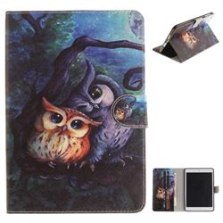 Oil Painting Owl Painting Tablet Leather Wallet Flip Cover for iPad Mini 1 2 3