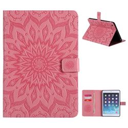Embossing Sunflower Leather Flip Cover for iPad Mini 1 2 3 - Pink