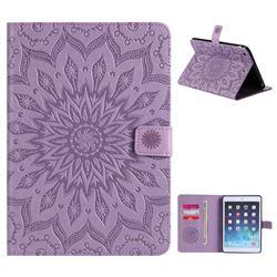 Embossing Sunflower Leather Flip Cover for iPad Mini 1 2 3 - Purple