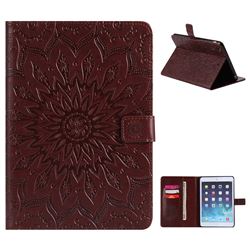 Embossing Sunflower Leather Flip Cover for iPad Mini 1 2 3 - Brown