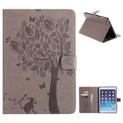 Embossing Butterfly Tree Leather Flip Cover for iPad Mini 1 2 3 - Grey