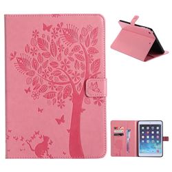 Embossing Butterfly Tree Leather Flip Cover for iPad Mini 1 2 3 - Pink