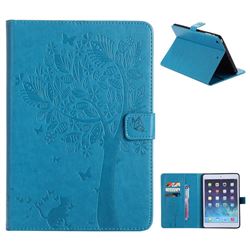Embossing Butterfly Tree Leather Flip Cover for iPad Mini 1 2 3 - Blue