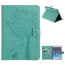 Embossing Butterfly Tree Leather Flip Cover for iPad Mini 1 2 3 - Cyan