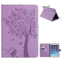 Embossing Butterfly Tree Leather Flip Cover for iPad Mini 1 2 3 - Purple