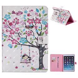 Flower Tree Swing Girl 3D Painted Tablet Leather Wallet Case for iPad Mini 1 2 3