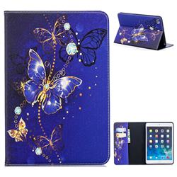 Gold and Blue Butterfly Folio Stand Tablet Leather Wallet Case for iPad Mini 1 2 3