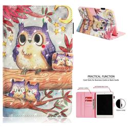 Purple Owl 3D Painted Leather Wallet Tablet Case for iPad Mini 1 2 3
