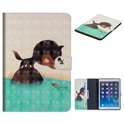 Fox Catching Fish 3D Painted Leather Tablet Wallet Case for iPad Mini 1 2 3