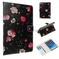 Black Flower Smooth Leather Tablet Wallet Case for iPad Mini 1 2 3