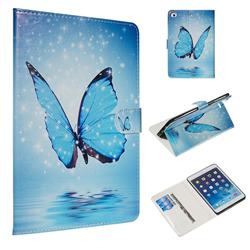 Blue Butterfly Smooth Leather Tablet Wallet Case for iPad Mini 1 2 3