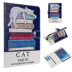 Cat and Book Smooth Leather Tablet Wallet Case for iPad Mini 1 2 3
