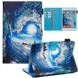 Waves and Sun Matte Leather Wallet Tablet Case for iPad Mini 1 2 3